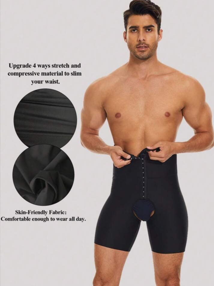 Men's High-Waist Compression Shapewear Shorts – Tummy Control & Butt Lift Body Shaper